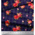 thumbnail image 3 of Soimoi Moss Georgette Fabric Check,Leaves & Rose Flower Decor Fabric Printed Yard 42 Inch Wide, 3 of 3
