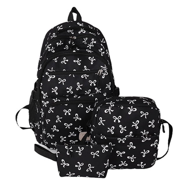 Korean Fashion Bow Print Women Fashion Backpack Set Simple Student Schoolbag Three Set for School Use