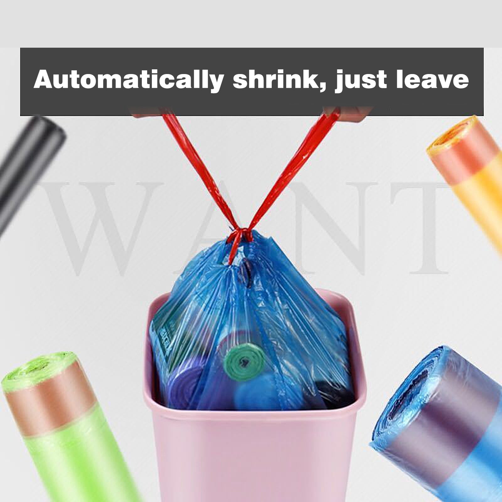 EGNMCR Trash Bags Drawstring Portable Garbage Plastic Bag Automatic Closing Thickening Kitchen Garbage storage
