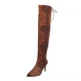 thumbnail image 2 of HKEJIAOI Cuissardes Chaussures pour Femmes à Lacets Talons Hauts Pointus Léopard Mode Bottes Hautes Résilientes, 2 of 4