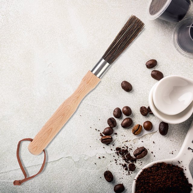 Coffee Grinder Powder Cleaning Brush with Wood Handle Coffee Machine Brush Accessories