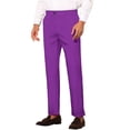 thumbnail image 4 of INSPIRE CHIC Men's Slim Fit Trousers Flat Front Solid Color Business Pants 30 Purple, 4 of 7