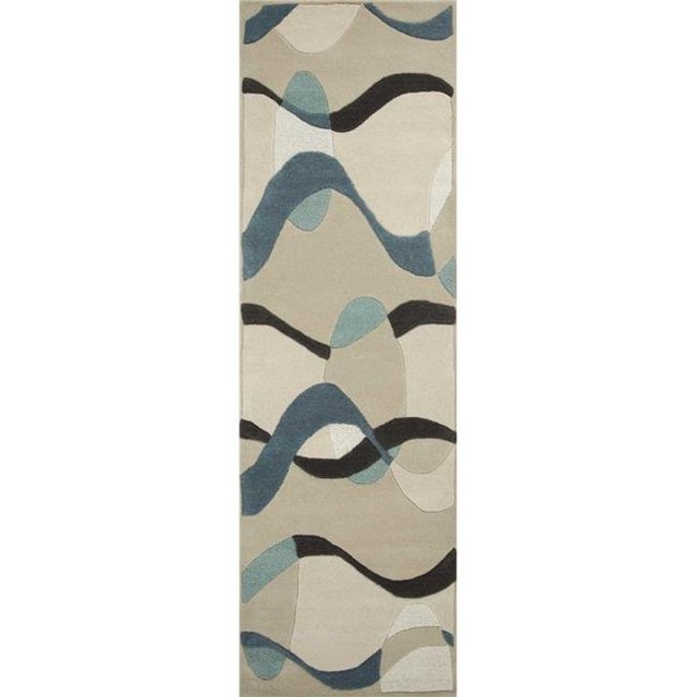 HomeRoots 352303 2 ft. 3 in. x 7 ft. 6 in. Runner Wool Ivory & Blue Area Rug
