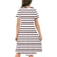 thumbnail image 5 of JDQJBZ Girls Short Sleeve Dress Striped Print Pleated With Pockets Summer Outfit, 5 of 5