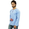 thumbnail image 2 of Atasi Kurta Court Bleu Ciel pour Homme, Col Rond à Goutte, Chemise en Coton, 2 of 7