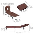 thumbnail image 3 of Outsunny Chaise Longue d'Extérieur Réglable, Chaise Longue de Jardin Pliante avec Trou de Lecture, Siège Inclinable pour Bronzage, Lit de Détente Pliant de Camping/plage avec Coussin de Soutien, Brun, 3 of 10