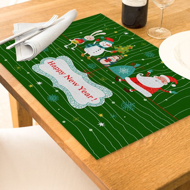 Oleegame 1PC Placemat Christmas Table Placemats Christmas Rustic Vintage Washable Table Mats