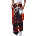 thumbnail image 1 of Birdeem Women Halloween Fashion Color Blocked Printed Drawstring Pants, 1 of 5