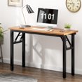 thumbnail image 5 of Folding Computer Desk Foldable Work Desk Table Writing Desk Folding Home Office Desk  No  to Assemble  Teak&, 5 of 5