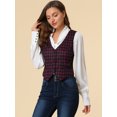 thumbnail image 4 of INSPIRE CHIC Veste Sans Manches à Carreaux Extensible Asymétrique pour Femme à Col en V, Taille Cintrée, à Boutons, 4 of 6