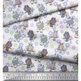 thumbnail image 3 of Soimoi Rayon Fabric Floral,Owl & Cow Cartoon Printed Fabric 1 Yard 42 Inch Wide, 3 of 3