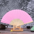 thumbnail image 1 of EGNMCR Pattern Folding Dance Wedding Party Lace Silk Folding Hand Solid Color Fan A fan, 1 of 2