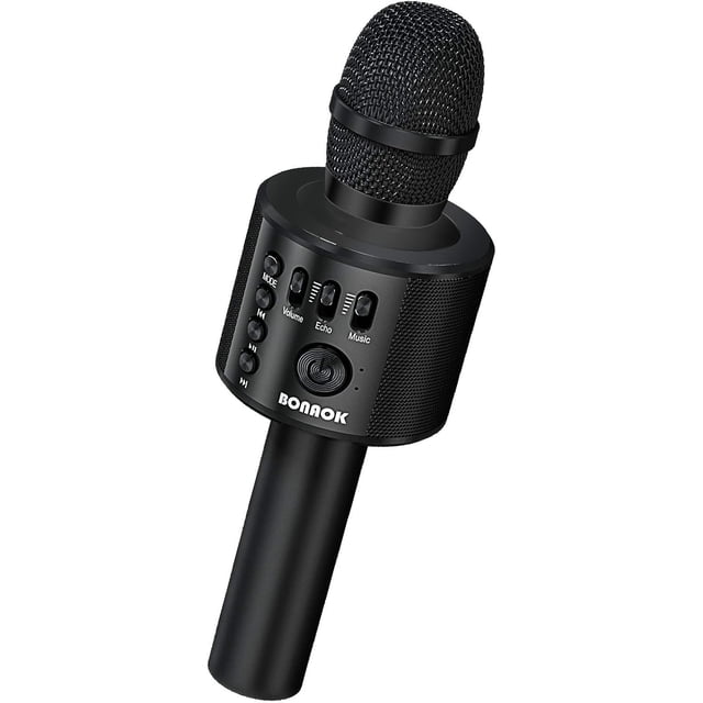 Microphone de Karaoké Bluetooth Sans Fil Portable 3-en-1 avec Haut-Parleur