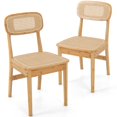 thumbnail image 1 of Costway Rattan Accent Chairs Set of 2 Bamboo Frame Cane Woven Backrest &Seat Dining Room, 1 of 8