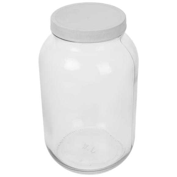 Wide Mouth Airtight Storage Container 1 Gallon Large Glass Mason Jar with Plastic Lid Kitchen Canisters for Brewing Fermenting Pickling Canning