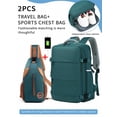 thumbnail image 1 of 2-Piece Set: Backpack And Chest Bag, Large Capacity For Men & Women, Suitable For Short Trips, Summer Travel, Multi-Compartment To Hold Shoes, Combination Of Backpack And Sports Chest Bag, Versat, 1 of 5