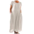 thumbnail image 1 of 2025 Robe d'Été pour Femmes Confortable Ample Évasée Couleur Unie Manches Courtes Grande Taille Robes Maxi Robe Longue, 1 of 6
