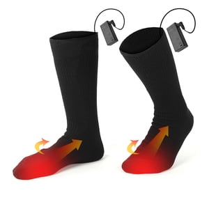 Qiilu Chaussettes chauffantes électriques Batterie Hiver Ski extérieur Chaudières épaisses pour hommes & Femmes, Femmes Chaussettes chauffées, Hommes Chauses chauffées