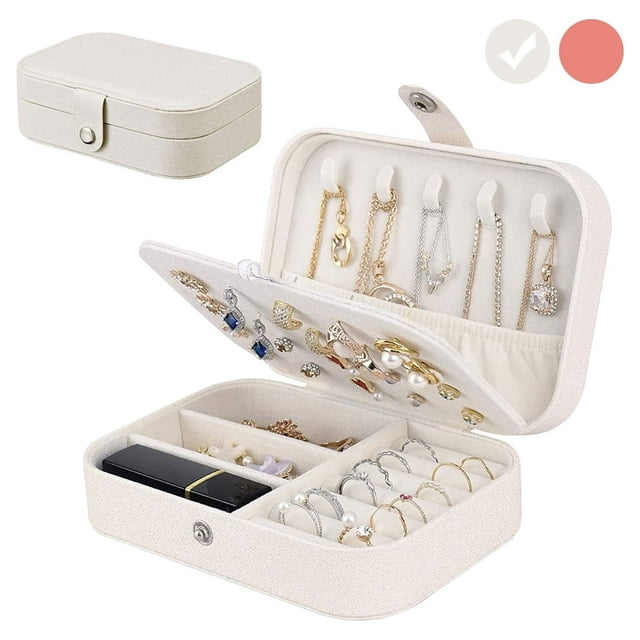 Dsseng Jewelry Box for Women Double Layer Soft Travel Jewelry Organizer Adjustable Portable Jewelry Display Box Storage Case for Necklace Earring Rings High Capacity and Compact Black