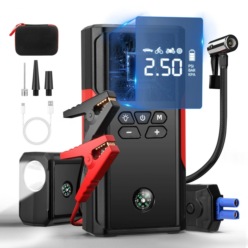 CHUANK Car Jump Starter with Air Compressor 150PSI Tire Inflator 3200A Peak Car Battery Jump Starter (6.0L Gas or 3.0L Diesel) 22000mAh Battery Jump Box with LED Light