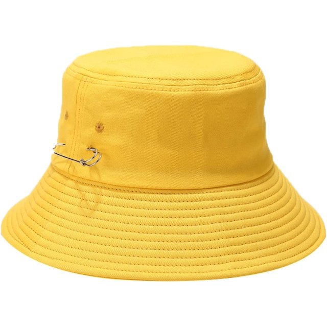 LinYooLi Large Bucket Hat Women Big-Brimmed Fisherman Hat Unisex Pure Color Basin Caps with Adjustable Chin Strap Pin Decorate