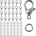 thumbnail image 1 of GHSDFBB 250pcs Lobster Claw Clasps With Open Jump Rings Set,jewelry Bracelet Connectors Necklace Clasp Bracelet Clasp Jump Rings For Jewelry Making (silver), 1 of 7
