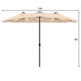 thumbnail image 2 of Costway 15Ft Patio Double-Sided LED Market Umbrella Crank Solar Powered Beige, 2 of 10