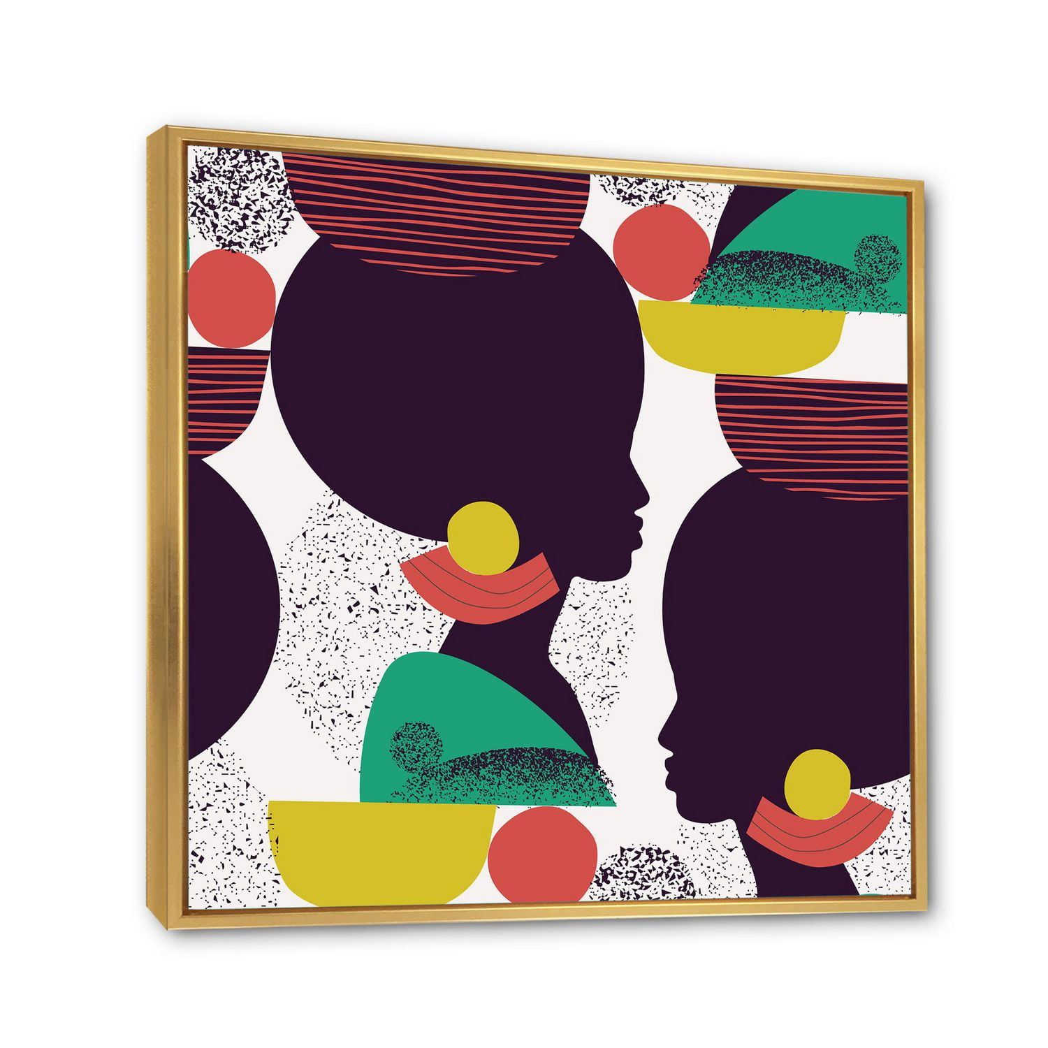Designart Silhouette géométrique ethnique d'Afro-américain III ART MURAL À CADRE FLOTTÉ