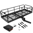 thumbnail image 1 of Steel Hitch Mount Cargo Basket with Rust-Resistant Bag for Truck RV SUV Use, 60x24x14 Inch Heavy-Duty Steel Cargo Rack Rear Luggage Holder Basket, Cargo Carrier, Vehicle Cargo Basket, 500 LBS, 1 of 7
