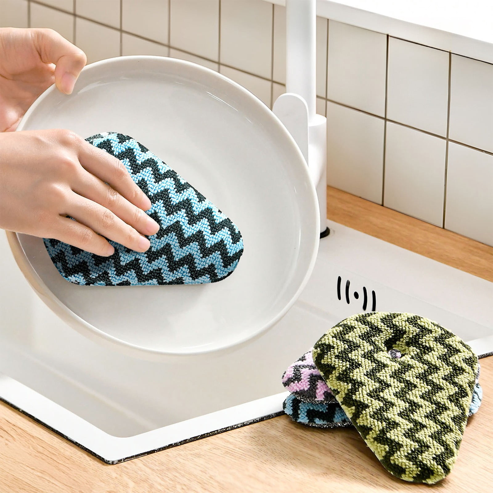 Tyidzon Two Sided Kitchen Scrubbing Sponge Dishwashing Clean Two Face Cleaning Sponge Pad Household Two Use Scrubbing Sponge