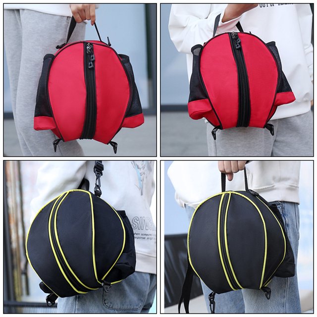 Basketball Backpack Adjustable Strap Football Bag Training Pocket Oxford Mesh Pockets Baseball Cloth Soccer Water Bottle Compartment Knapsack Red