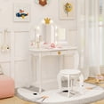 thumbnail image 2 of Costway Coiffeuse pour Enfants Ensemble de Coiffeuse Princesse Table et Chaise avec Miroir Éclairé Blanc, 2 of 10