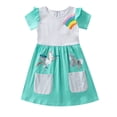 thumbnail image 2 of KYAIGUO Robe à Manches Courtes pour Tout-Petites Filles, Robe d'Été pour Enfants à Manches Courtes en Coton, Robe Décontractée Évasée Tournoyante, Robe Soleil 3-8T, 2 of 9