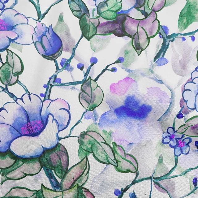 oneOone Velvet Royal Blue Fabric Florals Craft Projects Decor Fabric Printed By The Yard 58 Inch Wide