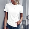 thumbnail image 4 of Womens Short Sleeve Solid Color Basics Crewneck Casual Top Pullover T-shirt, 4 of 6