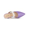 thumbnail image 4 of BLISSFUL STEP Mules pour Femmes Bout Pointu Bride à Boucle Talon Bloc Chaussures à Enfiler Violet Blanc 9, 4 of 7