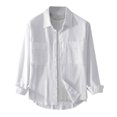 thumbnail image 3 of RXIRUCGD Chemise Décontractée pour Homme à Manches Longues avec Boutons, Poche et Col Rabattable, Blanc, Taille : L, 3 of 4