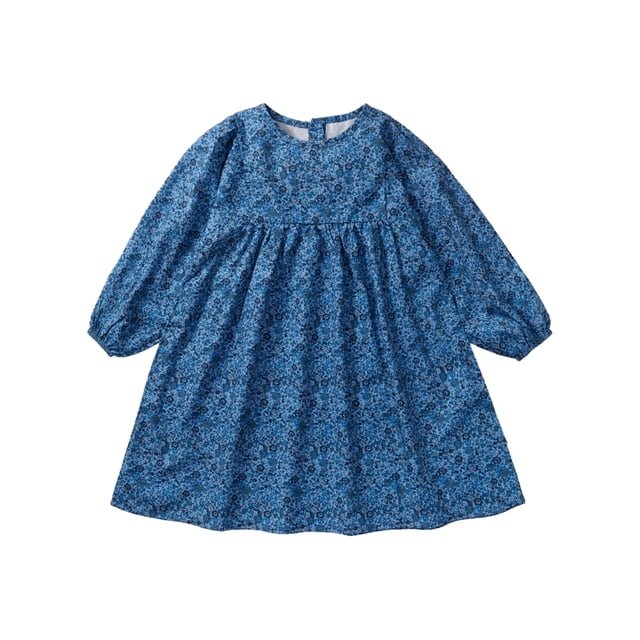 TopLLC Robes pour Filles Robe Bleue à Fleurs pour Filles Printemps et Automne Robe Princesse à Manches Bouffantes pour Enfants Robes pour Filles 2-7 Ans Vêtements pour Enfants