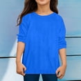 thumbnail image 2 of PMVFHDE T-Shirt à Manches Longues pour Enfants Garçons Filles Automne Printemps Col Rond Uni, Bleu Foncé, 10-11 Ans, 2 of 4
