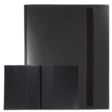 Uxcell Classeur de Cartes à Collectionner à 9 Pochettes, Classeur de Collection de Cartes avec Couverture en PU, Classeur de Cartes à Chargement Latéral 360, Album de Cartes pour JCC, Cartes de Jeu, Cartes de Sport (Noir)