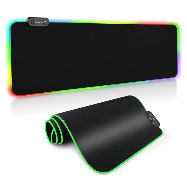 RGB Light Gaming Mouse Pad 14 LED Lighting Modes Keyboard Mat USB Foldable Non-Slip with Smooth Waterproof Surface