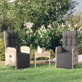 thumbnail image 1 of vidaXL Chaises Longues de Jardin 2 Pcs avec Table Gris Rotin Poly, 1 of 4