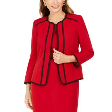 Kasper Womens Red Suit Wear to Work Jacket Size 4P - All