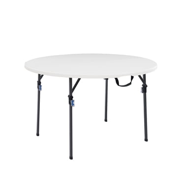 Table ronde pliante en plastique Mainstays de 120 cm, pour intérieur et extérieur, blanche.
