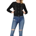 thumbnail image 1 of INSPIRE CHIC Veste en Denim Courte Sans Col à Manches Longues Boutonnée pour Femme Noir TG, 1 of 5