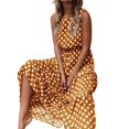 thumbnail image 5 of Robe Maxi 2025 pour Femmes Robes d'Été pour Femmes Col Rond à Pois Imprimé Robe Longue pour Femmes Sans Manches Ligne A Plissée Travail Décontracté Robes Amples Froncées Fluides Décontractées Robe Femme Robe Débardeur, 5 of 5