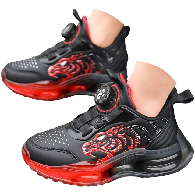dmqupv Chaussures pour Bébé Garçon Espadrilles pour Enfants Garçons Chaussures de Course Polyvalentes en Cuir Chaussures Tendance Rouge, Taille US 13.5