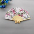 thumbnail image 3 of YAOMOBB Elegant Folding Fan Double Sided Flower Pattern Bamboo Catwalks Lightweight Hand Held Party Props, 3 of 7