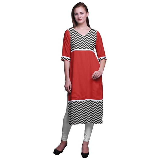 Bimba Tuniques Droites pour Femmes Kurta Imprimée Tenue d'Été Kurti pour Dames