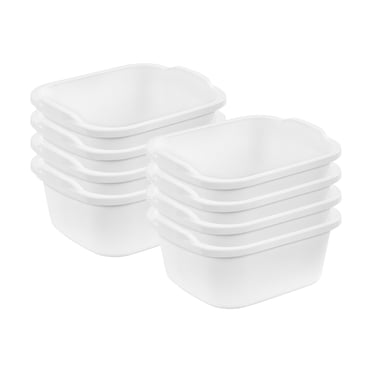 Sterilite 12 Quart Durable Reinforced Plastic Kitchen Dishpans, 8 Pack